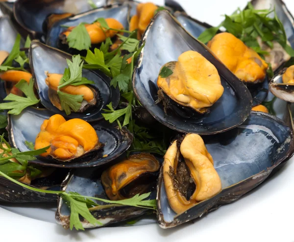 Mussels with parsley — Stock Photo, Image