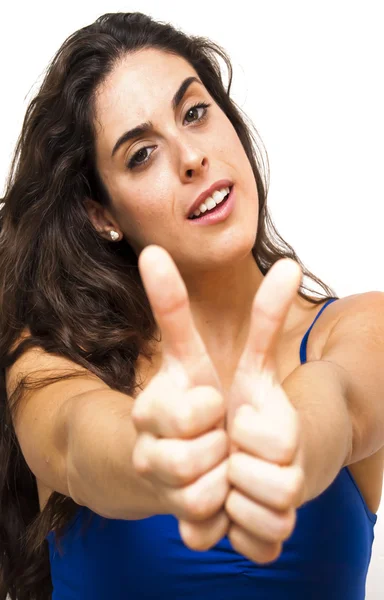 上向きの親指を持つ美しい女性 — ストック写真