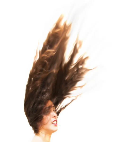 Hermosa mujer sacudiendo su cabello — Foto de Stock