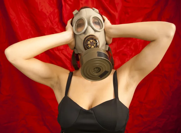 가스 마스크와 섹시 한 여자 — 스톡 사진