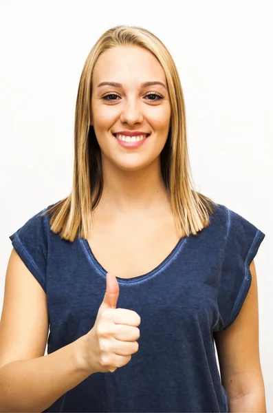 Hermosa mujer con el pulgar hacia arriba —  Fotos de Stock