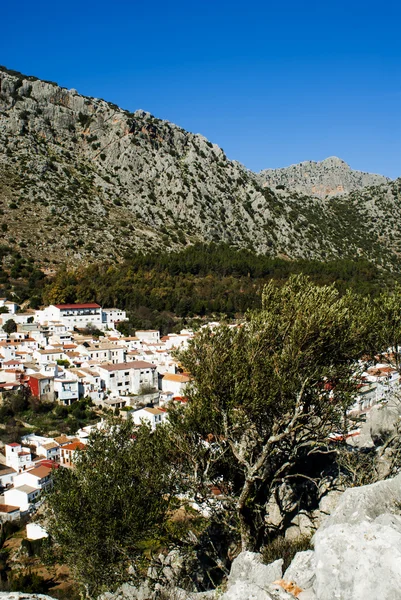 Górski krajobraz z góralskim wsi andaluzja w — Zdjęcie stockowe