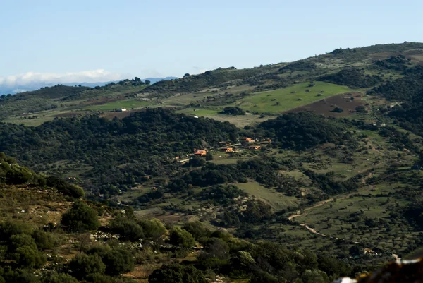 Paisagem de montanha com grande vista panorâmica Fotos De Bancos De Imagens