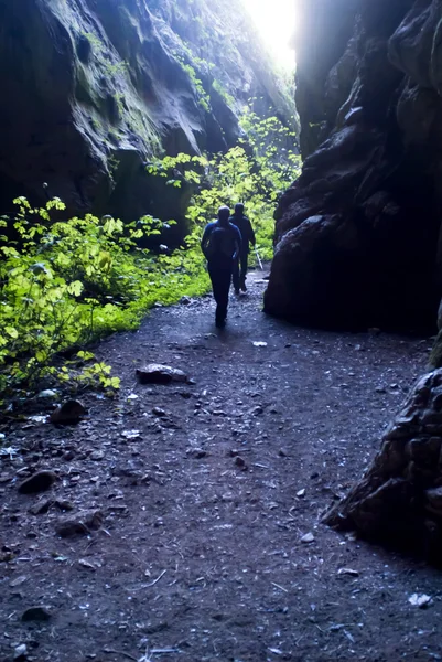 Two Hikers on a trail hiking — Stock Photo, Image