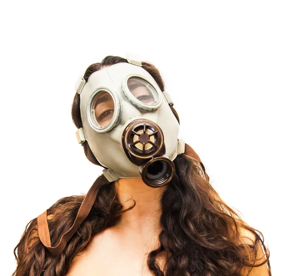 Retrato de hermosa mujer joven con máscara de gas —  Fotos de Stock