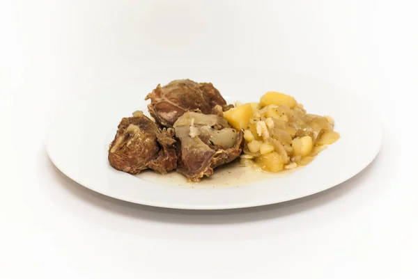 Tasty Pork cheeks with potatoes — Stock Photo, Image