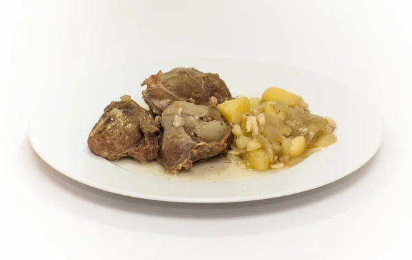 Tasty Pork cheeks with potatoes — Stock Photo, Image