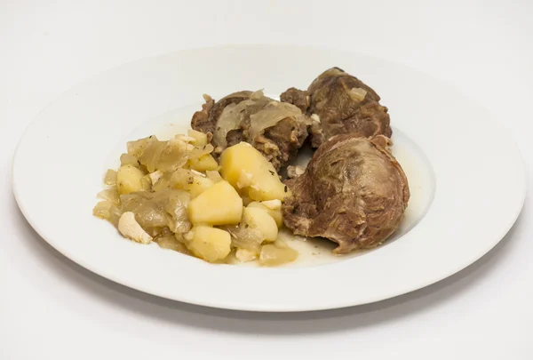 Tasty Pork cheeks with potatoes — Stock Photo, Image