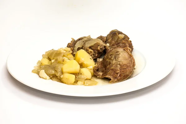 Tasty Pork cheeks with potatoes — Stock Photo, Image