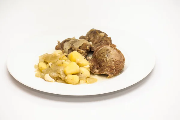 Tasty Pork cheeks with potatoes — Stock Photo, Image