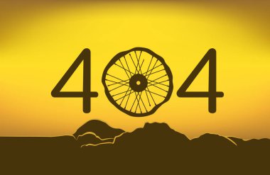 404 numaralı sembol olarak kırık tekerlek ve off-road hatası.