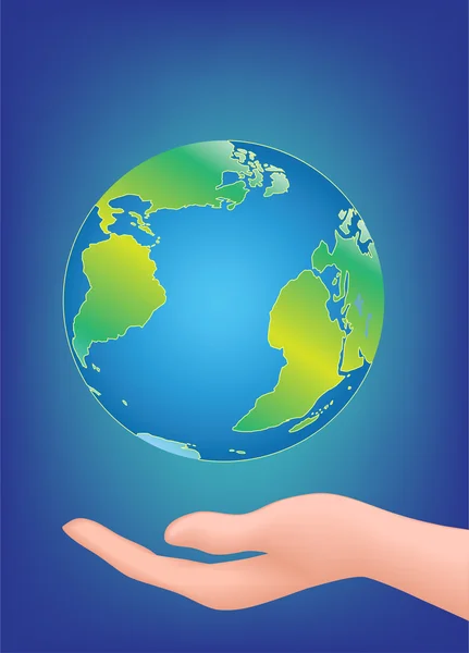 Planet Earth In Hand — Stock Vector