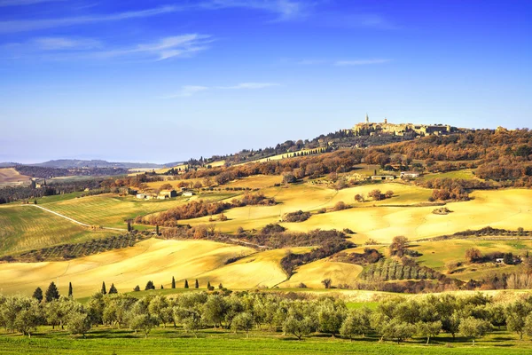 Tuscany spring, Pienza medieval village. Siena, Italy — Stock Photo, Image