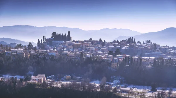 Kışın Barga Karlı Köyü Garfagnana Toskana Talya Avrupa — Stok fotoğraf