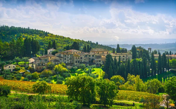 Vesnice Fonterutoli Podzim Castellina Chianti Toskánsko Itálie Evropa — Stock fotografie