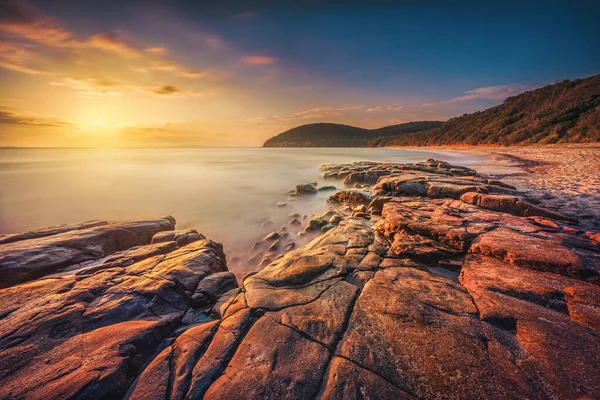 Pôr Sol Praia Baía Cala Violina Maremma Toscana Destino Viagem — Fotografia de Stock