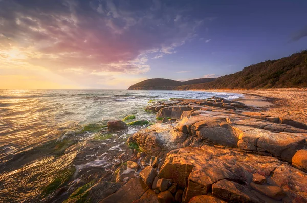 Pôr Sol Praia Baía Cala Violina Maremma Toscana Destino Viagem — Fotografia de Stock