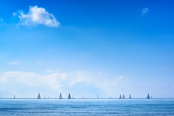 Sailing boat yacht regatta race on sea or ocean water — Stock Photo, Image