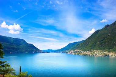 Como Gölü manzara. Cernobbio Sea view, İtalya