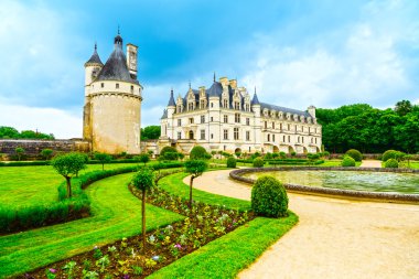 Chateau de chenonceau unesco Ortaçağ Fransız Kalesi ve havuz gar