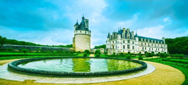 Chateau de chenonceau unesco Ortaçağ Fransız Kalesi ve havuz gar