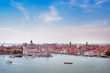 Venedik hava görünümünü, Canal Grande ve santa Maria della Salute chu