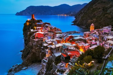 Vernazza village, aerial view on sunset. Cinque Terre, Ligury, I clipart