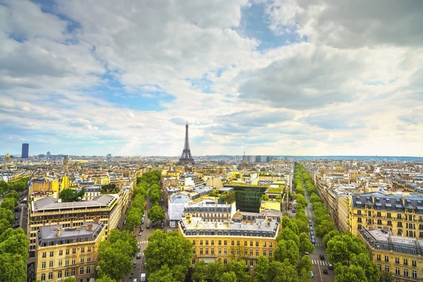 Eiffel toren landmark, weergave van arc de triomphe. Paris, Frankrijk. — Stockfoto