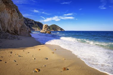 Elba Adası, Portoferraio güler Sorgente plaj sahil. Tuscany,