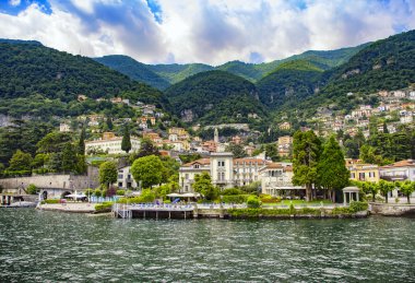 Moltrasio town and garden, Como Lake district landscape. Italy,  clipart