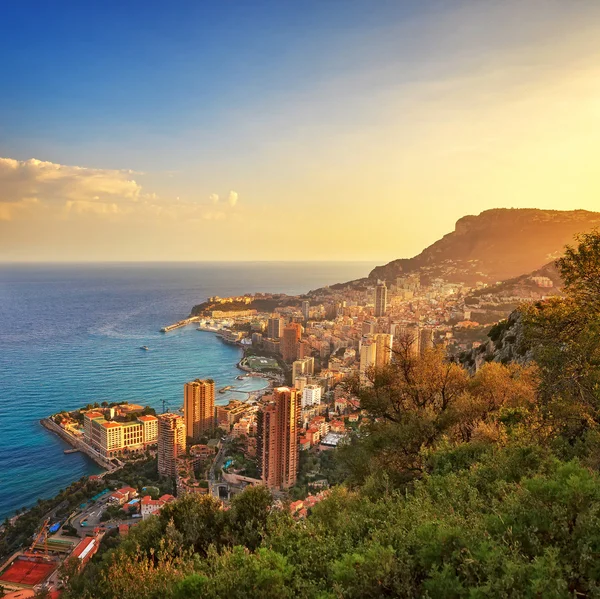 Monaco Montecarlo principality aerial view. Azure coast. France — Stock Photo, Image