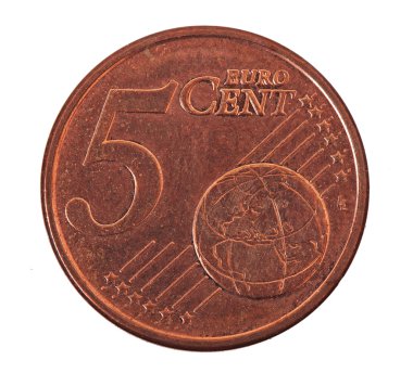 5 kuruş beyaz arka plan üzerinde izole.