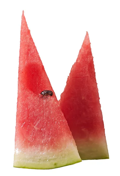 Skivor av vattenmelon isolerad på vit bakgrund. — Stockfoto