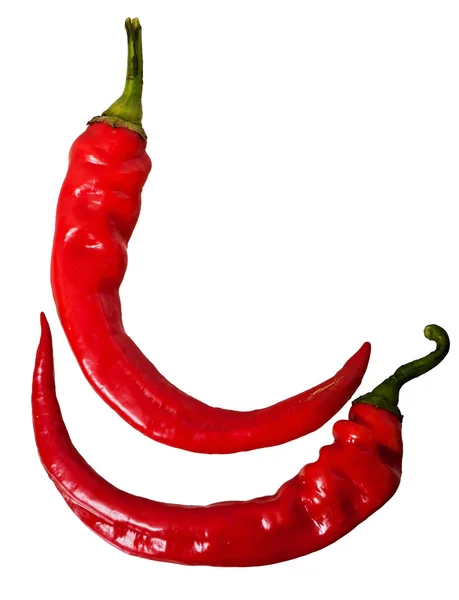 Horké červené papriky izolovaných na bílém pozadí. — Stock fotografie