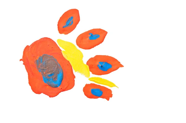 Ayak izi bir hayvan, bir çocuk çizim