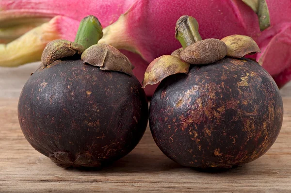 Fruta fresca del mangostán, fondo de fruta —  Fotos de Stock