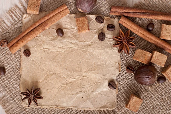 Papirmenu og krydderier - Stock-foto