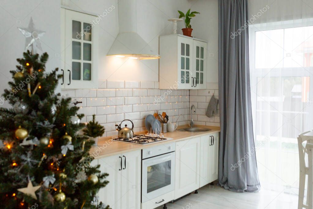 Christmas home decorations in scandinavian style