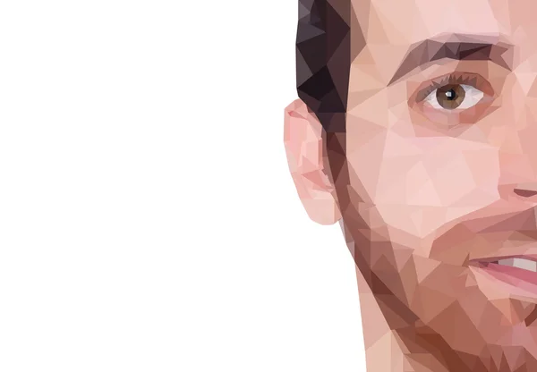 Beau demi-visage d'homme de près. low poly "style — Photo