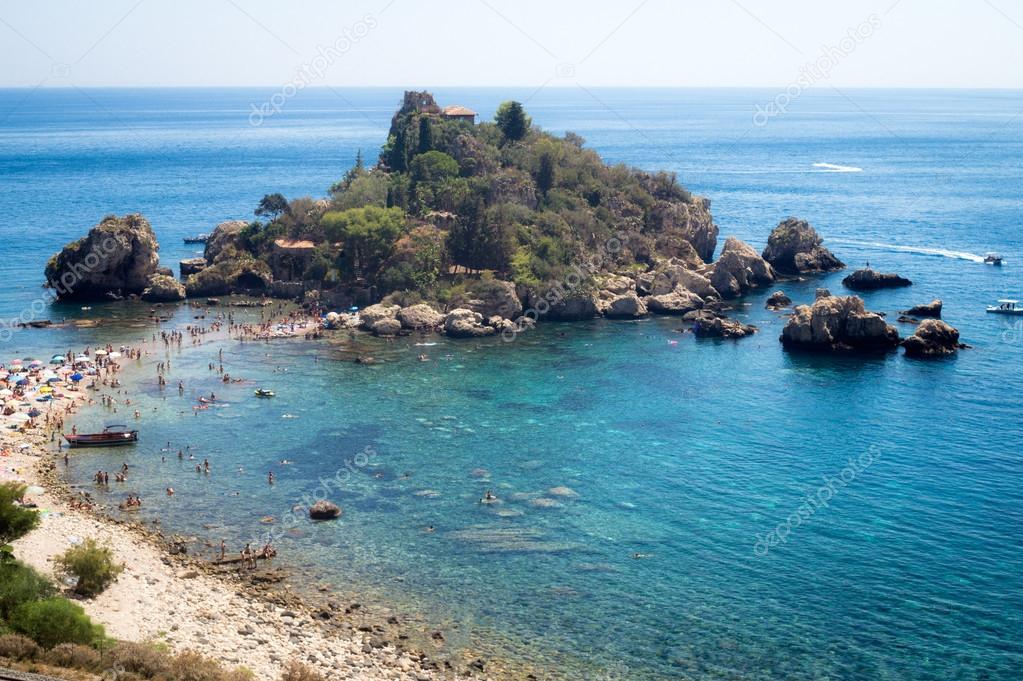 Panoramic view of Isola Bella (Beautiful island): small island n