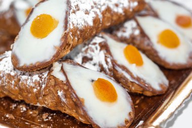 Sicilian cannoli with ricotta and candied orange