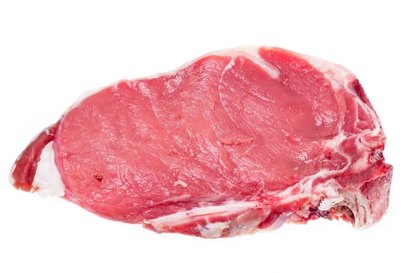 Bife de fiorentina cru isolado sobre branco Fotos De Bancos De Imagens