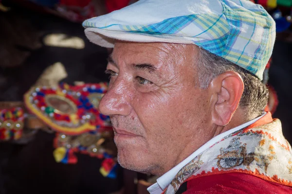 Sicilian folk man at the Festival of hazelnuts  in Polizzi Gener — Stock Photo, Image