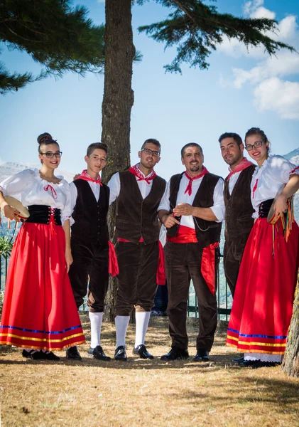 Grupo folclórico siciliano en el Festival de las avellanas en Polizzi Gen —  Fotos de Stock