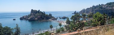 Panoramik manzaralı güzel Adası, Taormina, Sicilya