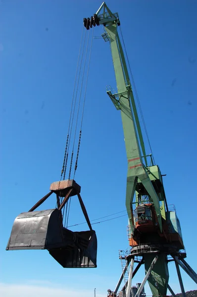 River port cargo crane loading coal — Stock Photo, Image