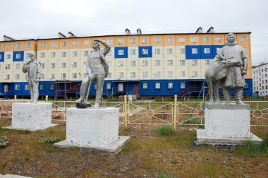 Statues at Pevek Arctic town Chukotka clipart