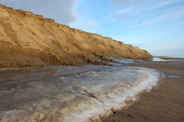 Arctic Adası yaz deniz sahilinde permafrost