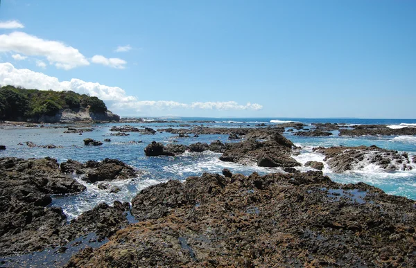 Klipporna vid lågvatten oceanen kusten — Stockfoto