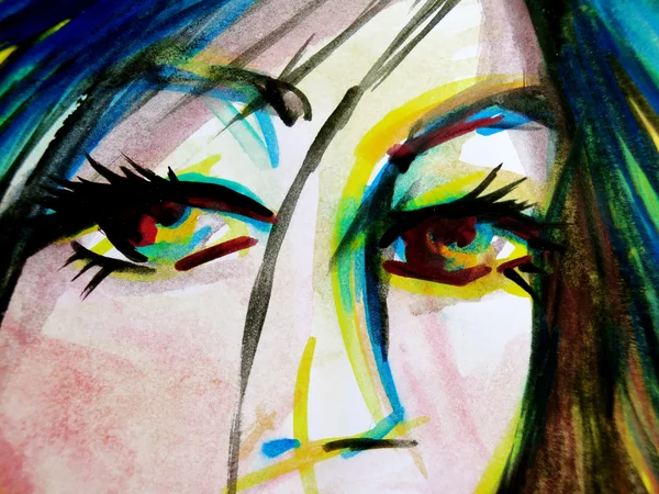 Abstract aquarel van mooie vrouw ogen — Stockfoto